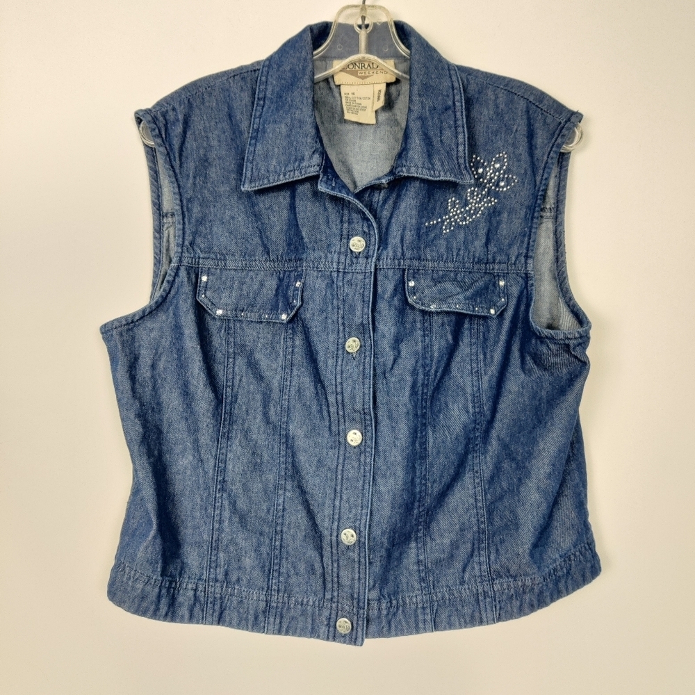 Conrad Women's Denim Vest in Blue Size 16 Western Southwest Cowgirl Cottagecore